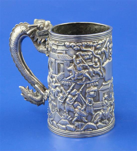 A late 19th/early 20th century Chinese Export silver christening mug, 5 oz.